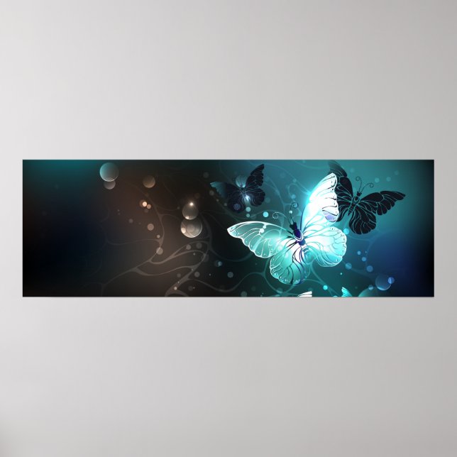 Mint Night Butterflies Poster (Front)