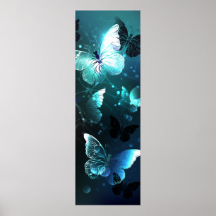 Mint Night Butterflies Poster