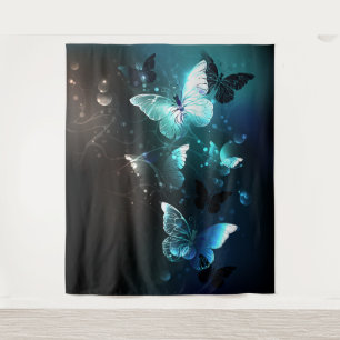 Mint Night Butterflies Tapestry