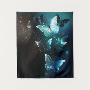 Mint Night Butterflies Tapestry