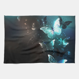 Mint Night Butterflies Tea Towel