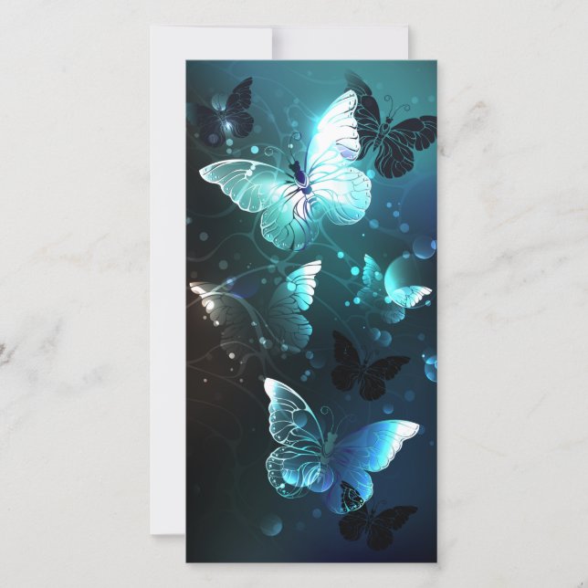 Mint Night Butterflies Thank You Card (Front)