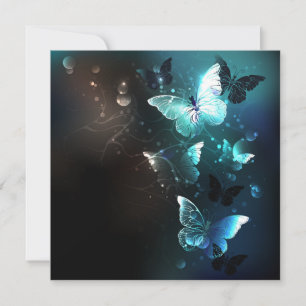 Mint Night Butterflies Thank You Card