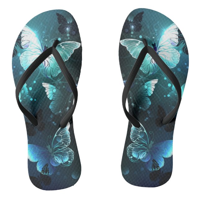 Mint Night Butterflies Thongs (Footbed)