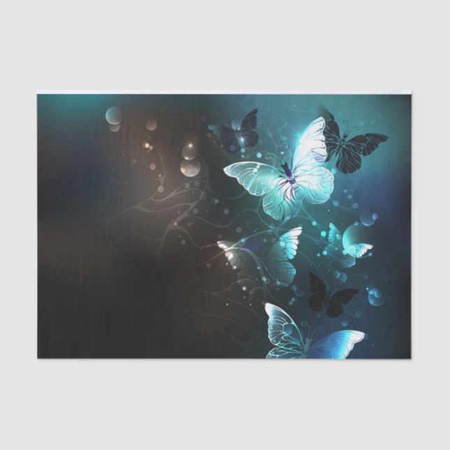 Mint Night Butterflies Tissue Paper (Front)