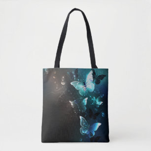 Mint Night Butterflies Tote Bag