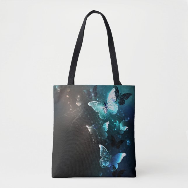 Mint Night Butterflies Tote Bag (Front)