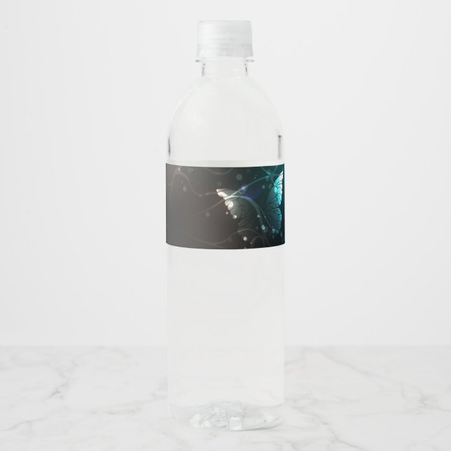 Mint Night Butterflies Water Bottle Label (Front)