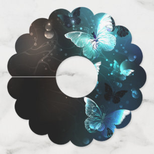 Mint Night Butterflies Wine Glass Tag