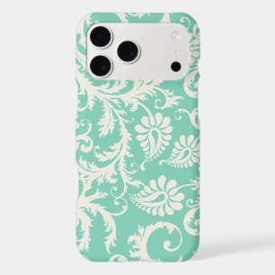Mint & Off White Damask Floral Pattern