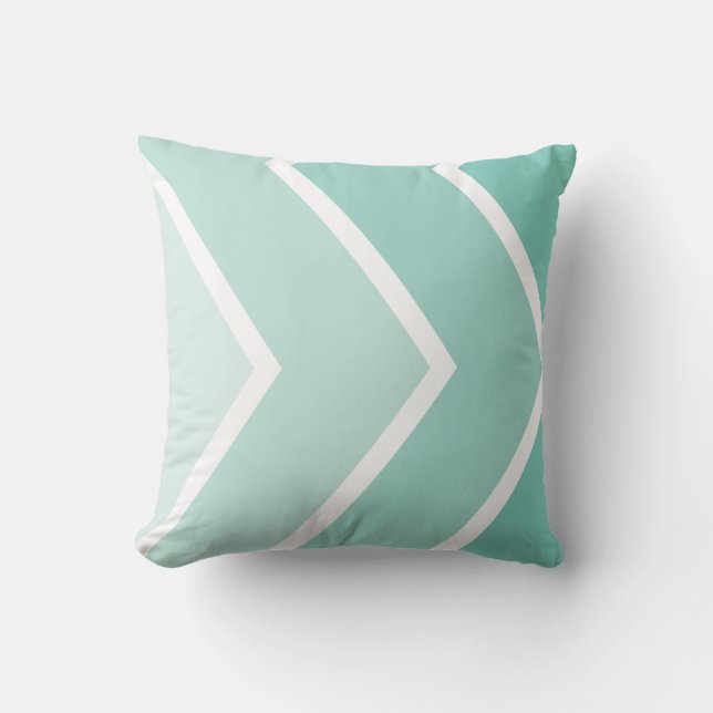 Mint Ombré Chevron Stripes Pattern Cushion (Front)