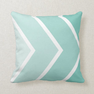 Mint Ombré Chevron Stripes Pattern Cushion