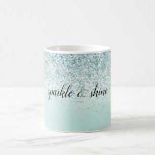 Mint Ombre Glitter personalized Coffee Mug