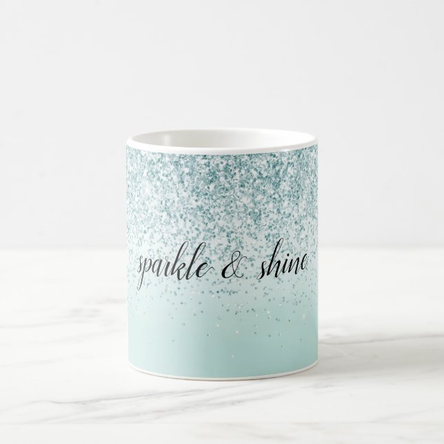Mint Ombre Glitter personalized Coffee Mug (Center)