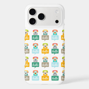 Mint Orange Aqua Tan Retro Telephone Hello