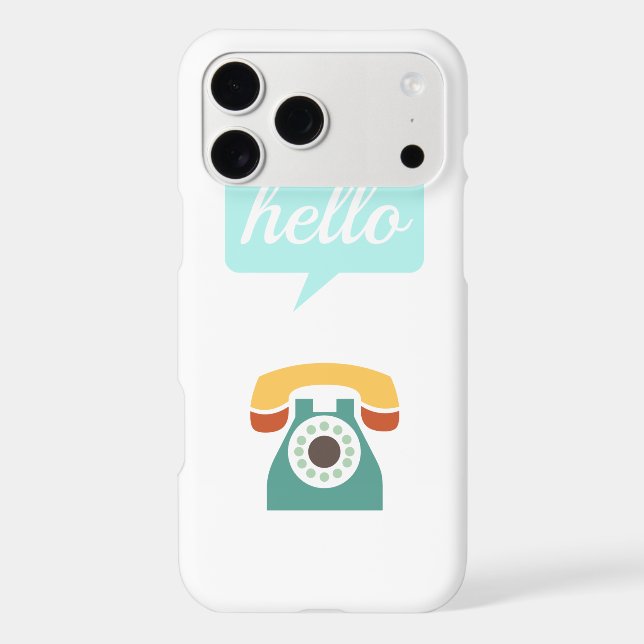 Mint Orange Aqua Tan Retro Telephone Hello (Back)