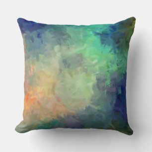 Mint Orange Blue Abstract Cushion