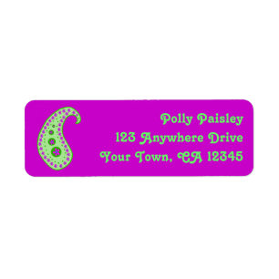 Mint Paisley Return Address Label