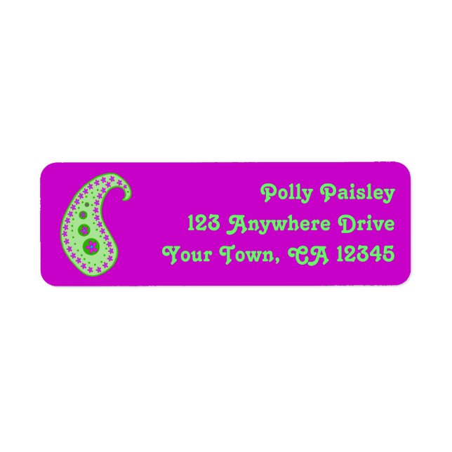 Mint Paisley Return Address Label (Front)