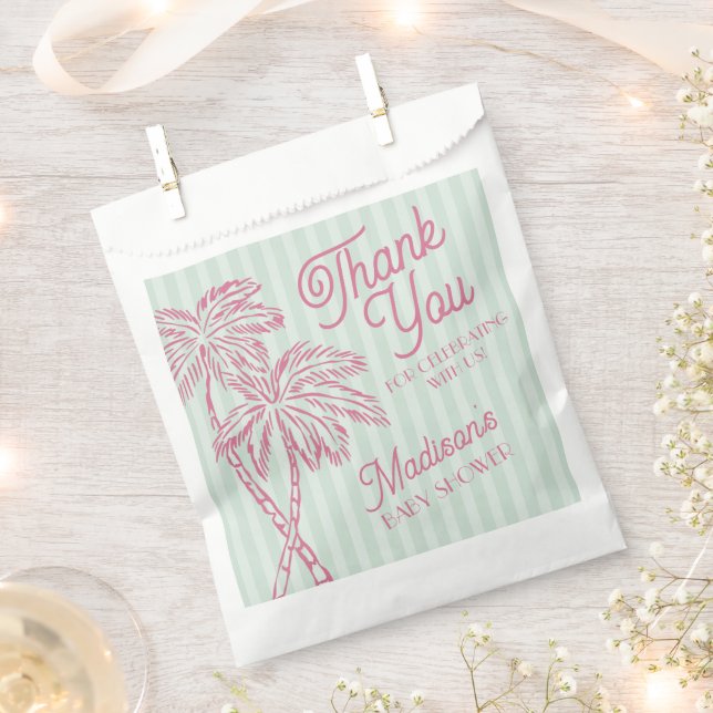 Mint Palm Spring Pastel Beach Baby Shower Cookie Favour Bag (Clipped)