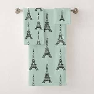 Mint Paris Eiffel Tower Bath Towels Set Gift