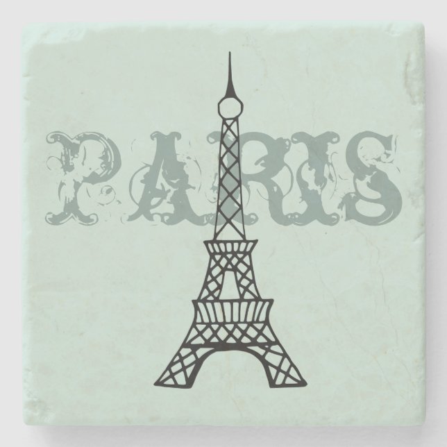 Mint Paris Eiffel Tower Stone Drink Coaster Gift (Front)