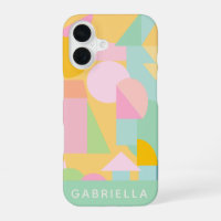 Mint Pastel Geometric Shapes Collage Personalised