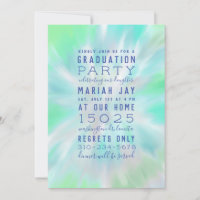 Mint Pastel Tie Dye Typography Graduation Party
