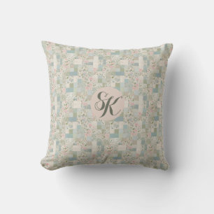 Mint Patchwork Monogram Cushion