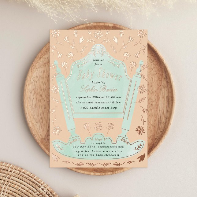 Mint Peach Antique Cradle Baby Shower Rose Gold (Creator Uploaded)