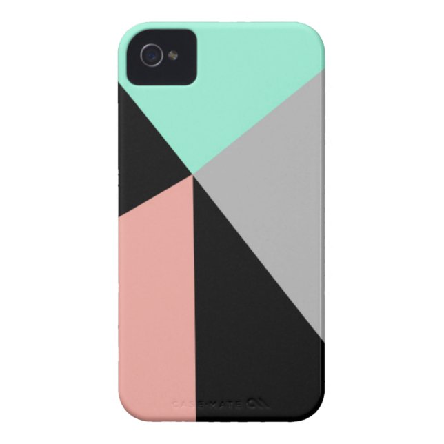 Mint & Peach Geometric iPhone 4/4S Case (Back)