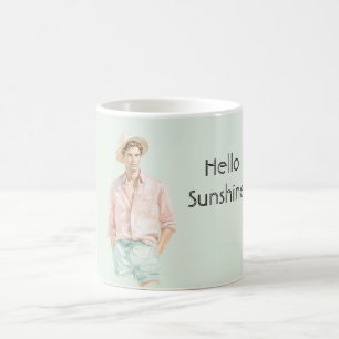 Mint Peach Hello Sunshine Man  Coffee Mug