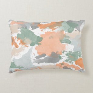 Mint Peach Orange Palette Splatter Decorative Cushion
