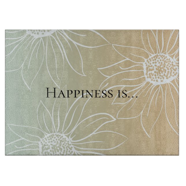 Mint Peach White Daisies Floral Cutting Board (Front)