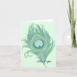 Mint Peacock Feather Thank You Card