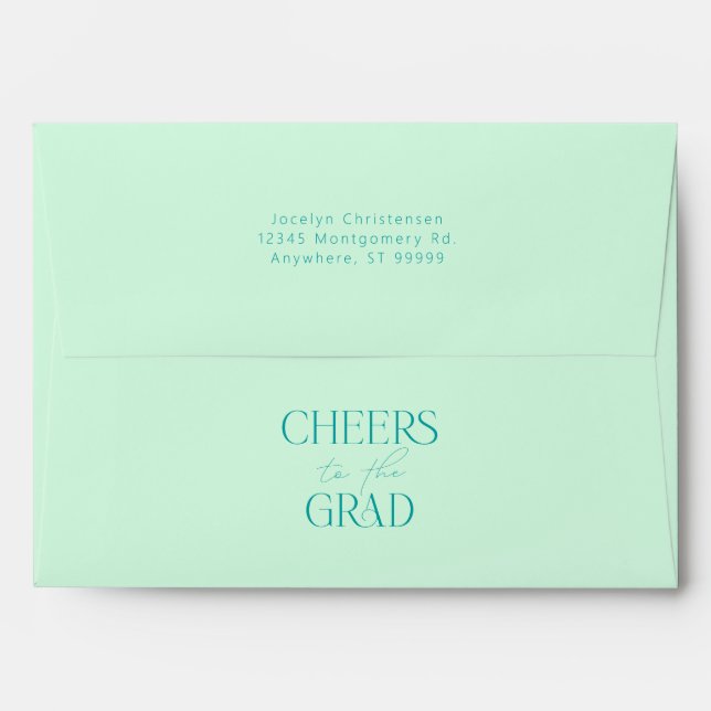 Mint Personalised Cheers to the Grad Graduation Envelope (Back (Top Flap))