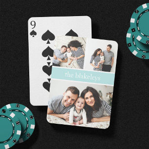 Mint Personalised Family Name Photo Collage Playing Cards