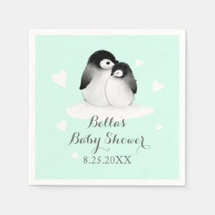 Mint Personalised Penguin Paper Napkins