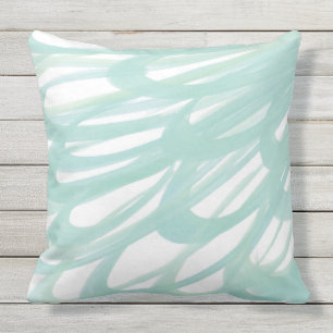 "Mint Petals' Abstract Outdoor Cushion
