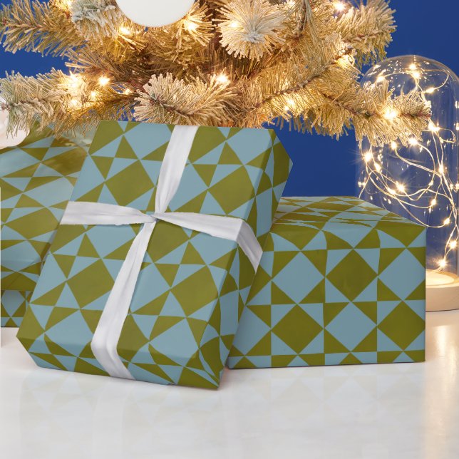 Mint Pine Diamond Tile  Wrapping Paper (Holidays)