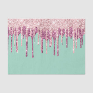 Mint Pink Blush Ice Cream Glitter Drips  Tissue Paper