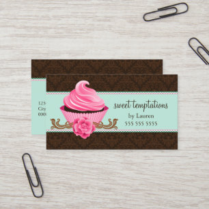 Mint Pink Couture Cupcake Bakery Business Card