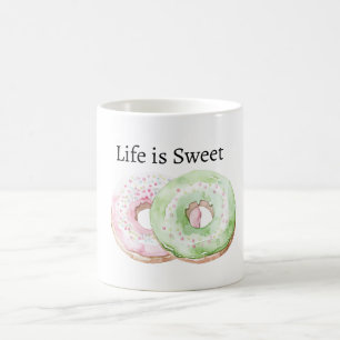 Mint Pink Donuts Life is Sweet Coffee Mug