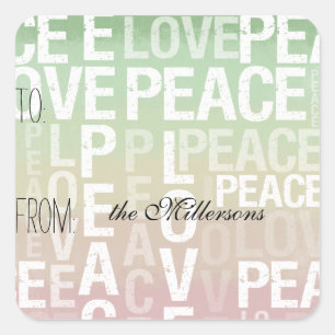 Mint Pink Ombre Love Peace Gift Tag