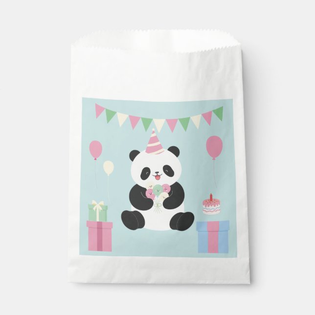 Mint & Pink sweet Panda design Favour Bag (Front)