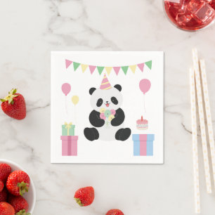 Mint & Pink sweet Panda design Napkin