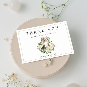 Mint pink white floral couple photo Thank You Invitation