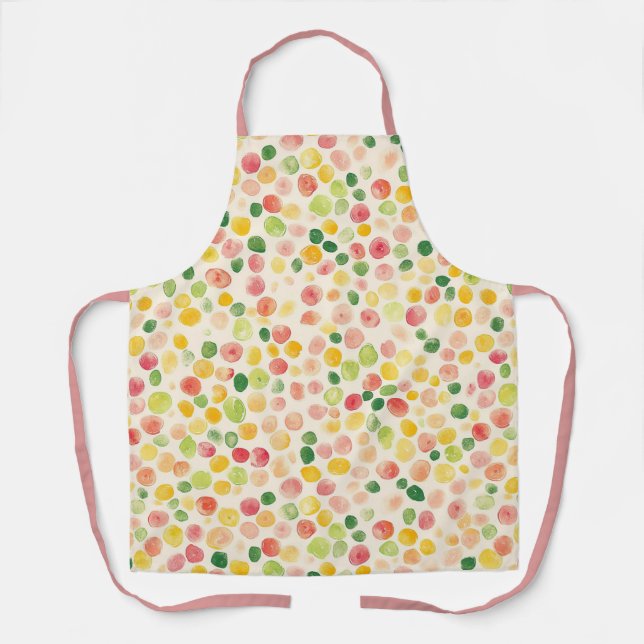 Mint Pink Yellow Green Fruity Dots  Apron (Front)