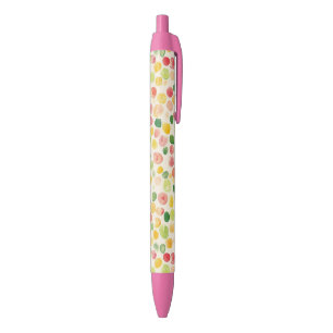 Mint Pink Yellow Green Fruity Dots Black Ink Pen