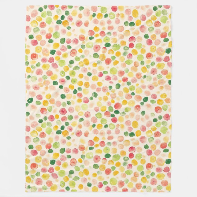 Mint Pink Yellow Green Fruity Dots  Fleece Blanket (Front)